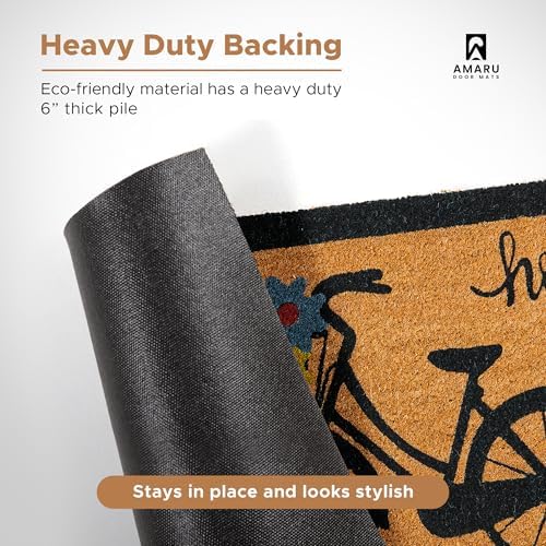 Coir Welcome Mat, Non-Slip, Bicycle, 17 x 29 in - Image 6
