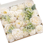 Ling's moment White Artificial Wedding Flowers Combo, Ivory & Sage, Grand by LingsMoment