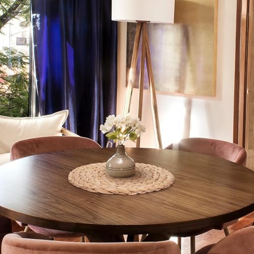 6 Pack Woven Placemats, Round Wicker Placemats, Rattan Place mats, Natural Hand-Woven Water Hyacinth Table Mats, Braided Straw Table Mats for Dining Table (15 inch) - Image 6