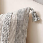 BlissBlush Gray Boho Decorative Throw Pillow Cover 20x20 Square Farmhouse Accent Cushion for Couch Sofa Livingroom Bedroom Pillowcase Modern Home Décor (Pack of 1) - Image 7