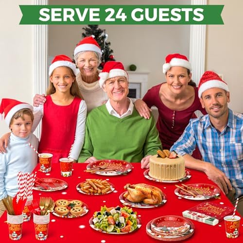 COYLAPY 189pcs Disposable Plates and Napkins Set for Christmas - Image 5