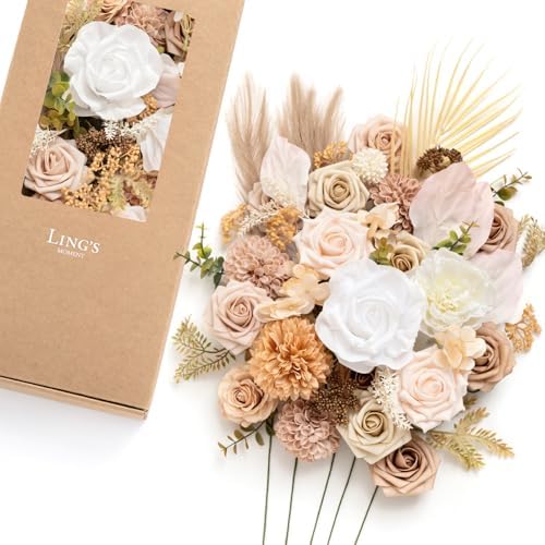 Ling's moment Artificial Wedding Fall Flowers Deluxe Combo, Boho & Nude by LingsMoment