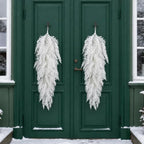 2 Pcs White Christmas Pine Door Swag, 28'' Artificial Cedar Teardrop Swag - Image 4