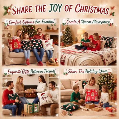 4 Pack Christmas Pillow Covers 18" x 18" Soft Plush Faux Fur - Image 4