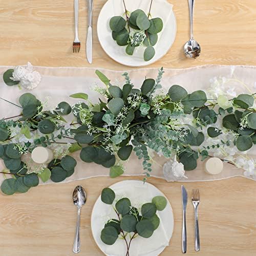 Tigeen 300 Pcs Artificial Eucalyptus Stems, 2 Styles Faux Greenery Leaves with Silver Dollar and Small Leaf Sprays for Wedding Bouquet DIY Floral Arrangements, Centerpieces, Home Decor (Green) - Image 6