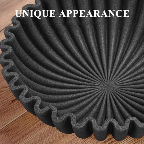 YMXYJM Large Decorative Bowl, Modern Handicraft Bowls for Home Decor, Decorative Fruit Bowl for Kitchen, Ruffle Bowl Decor, Stylish Key bowl for Entry Table, Artificial Stone Black - Image 7