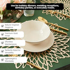 Juvale 20-Pack Gold Vinyl Placemats - Round Leaf Design Table Chargers for Dining Table Settings (14.4 Inches Place Mat) - Image 5