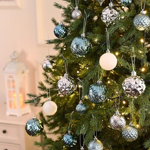 Valery Madelyn 100ct Christmas Tree Decorations Ball Ornament Set, Light Blue Silver Shatterproof Hanging Ornaments Bulk for Xmas Holiday Party Decor - Image 2