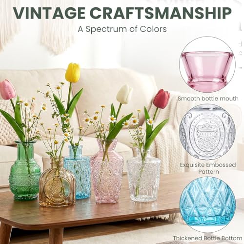 24Pcs Bulk Colored Glass Bud Vases,Mini Small Flower Vases for centerpieces - Image 2