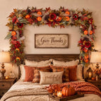 6 ft Fall Garland for Mantle Pumpkin Maple Leaf Garland - Image 5