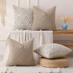 HPUK Throw Pillow Covers 18x18, Set of 4, Light Brown Couch Pillow Covers - Image 5