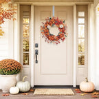 20 Inch Burlap Pumpkin Eucalyptus Fall Wreath for Front Door - Image 4
