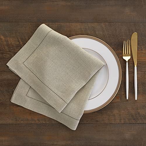 Solino Home 100% Pure Linen Napkins Natural Hemstitch, 20 x 20 in, Set of 6 - Image 3