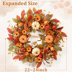 Waipfaru 22" Fall Wreaths for Front Door Outside, Fall Decorations for Home - Image 2
