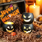 SHMILMH Halloween Table Centerpiece Candle Holders Set of 12, Black and Gold Glass Votive Holder with 6 Grimace, Tealight Holders Bulk for Halloween Party Decor - Image 3