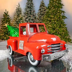 Zaer Ltd. Metal 18.5" Long Multi-Seasonal Christmas and Harvest Pickup Truck with Metal Tree, Pumpkins, and Matching Side-Magnet Sets (Glossy Red) - Image 3
