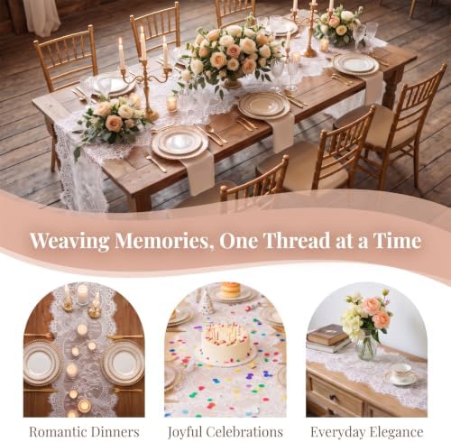 Pardecor Lace Table Runner 12x120 Inch, 10 Pack White for Wedding Party - Image 6