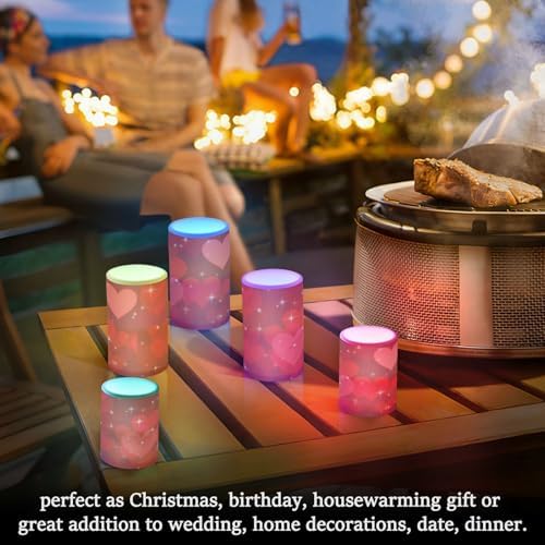 ALAZA Valentines Day Glitter Red Hearts Flickering Flameless Candles Battery Operated with Remote Timer,Tea Light Candles LED Pillar Votive Candles Set of 2 for Outdoor Indoor Decorations - Image 7
