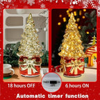 Glass Christmas Trees for Tabletop, Rotating Mercury Glass Christmas Tree Decoration, Sparkling Small Xmas Tree with Lights, Battery Operated Xmas Trees with Timer (Yellow) - Image 2