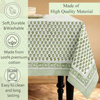 CPC Emerald Green Block Print 100% Cotton Rectangle Tablecloth 60x102 Inch - Image 6