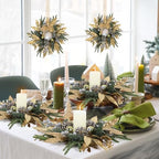 8 Pcs 9 Inch Christmas Wreaths for Kitchen Cabinet Artificial Pine Hanging Cedar Wreath with Christmas Balls Golden Twigs and Silver Berries for Front Door Xmas Winter Farmhouse Home Decorations - Image 5