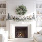 24 Inch Snow Flocked Christmas Wreath with Pine Cones & Red Berries - Image 5