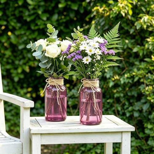 12Pcs Mason Jars for Centerpiece Glass Flower Bud Vase Purple Vases - Image 4