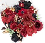 TINGE TIME Gothic Wedding Artificial Flowers Combo, Rose Peony Black Red by TINGETIME