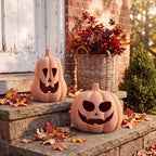 Tioncy Halloween Decor Terracotta Jack O Lantern Pumpkin Decor,Orange - Image 5
