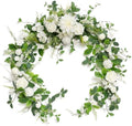 Ling's moment Flower Garland, 6FT Eucalyptus & Rose White & Lily & Olive by LingsMoment