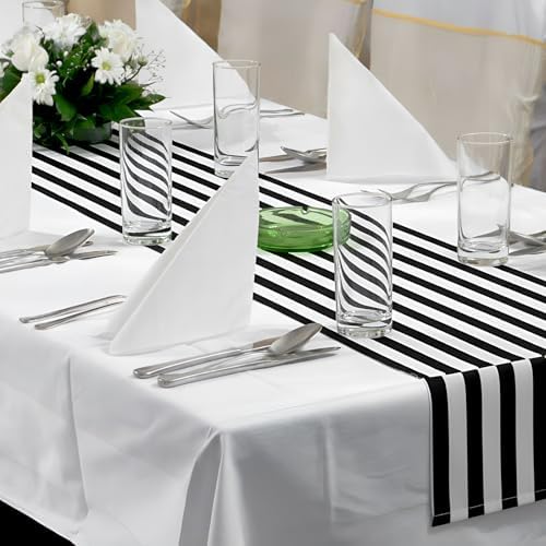 AmazingSpark Striped Table Runner Roll,Black,50' Long X 16" Wide - Image 4