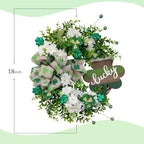 20" St. Patrick’s Day Decorations for Front Door Artificial Green Wreath Lucky Shamrock Board Clover Bow Leaves and Flowers Spring Summer Home Party Outdoor/Indoor Farmhouse Porch Decor - Image 3