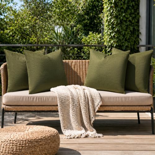 a moment Waterproof Throw Pillow Covers Set of 4,24x24 Inch Outdoor Stain Resistant Pet Friendly Pillowcases Cushion Covers for Patio Sofa and Living Room,Rust - Image 7