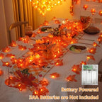 YEGUO 6 PCS Thanksgiving Decorations for Home, Fall Lights Battery Operated, Total 60ft 120 LED Lighted Fall Garland Maple Leaves for Halloween Holiday Autumn Harvest Fall Thanksgiving Decor - Image 2