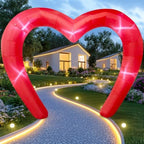 9 * 4.5FT Red Valentine Inflatables Outdoor Decorations Heart Shaped Blow up Inflatable Archway with Build in LED for Indoor Outdoor Party Lawn Yard Garden Anniversary Wedding Decor by Hallswl
