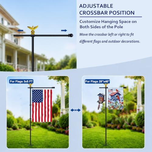 10FT Adjustable Garden Flag Pole Stand with Eagle Top for Outdoor - Image 3