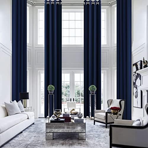 KOUFALL Extra Long 120 Inch 10 FT Curtains 10FT Foot Blackout with Grommets Thermal Insulated Black Out XL Curtains for Living Room 2 Panels Set, Navy Blue - Image 4