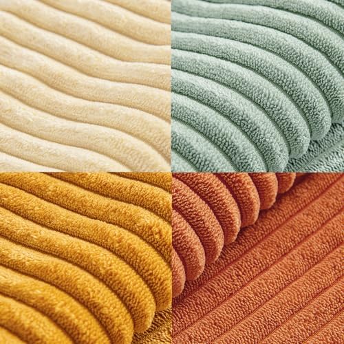 MIULEE Fall Teal-Orange Decorative Throw Pillow Covers 22x22 Inch Set of 4 Boho Corduroy Striped Cushion Cases Modern Farmhouse Patchwork Pillow Cases for Couch Sofa Bedroom Home Decor - Image 7