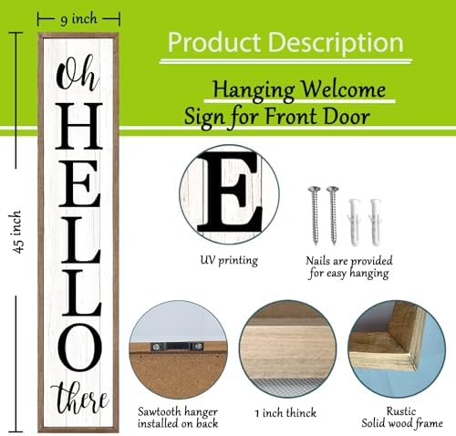 Oh Hello There Outdoor Welcome Sign, 45"X9", Wood White - Image 2