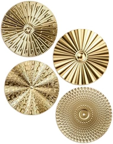 Hicarer 4 Pcs 12 Inch Gold Metal Wall Art Decor Modern Sunburst Decor by Hicarer