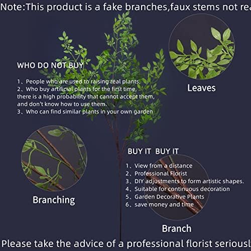 Melorca&Guilla Artificial Plants,4PCS 43.3" Green Nandina Faux Branches for Vase,Faux Greenry Stems Fake Plants for Shop Garden Office Home Décor - Image 6