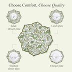 CPC Agate Green Block Print Cotton Floral Placemat 15x15 Inch, Set of 4 - Image 3
