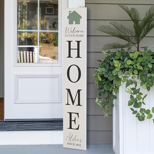 Personalized Welcome Sign for Front Door, Custom Welcome Sign for Porch Outdoor Welcome Home Decorations, 48"x8" PVC Sign (Design 9) by BasicFundamentals