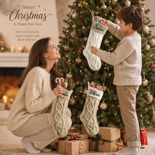 Personalized Christmas Stockings,Custom Embroidered Name Knit Stockings - Image 5