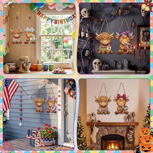 Novabright 38 Pcs Interchangeable Highland Cow Welcome Sign Seasonal Decor - Image 6