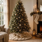 Christmas Tree Skirt 60 Inch, Light Khaki Faux Fur Tree Skirt Puff Quilt Fluffy Tree Decorations, Soft Plush Tree Cover Mat Skirts for 6ft 7ft 8ft Trees, Farmhouse Christmas Decorations Rustic Decor - Image 7