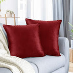 Nestl Throw Pillow Covers, Cozy Velvet Decorative Autumn Pillow Covers 22 x 22 Inches, Soft Solid Couch Pillow Covers for Sofa, Bed and Car, Set of 2 - Cherry Red by Nestl