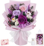 Flowers for Delivery Prime Preserved Flowers Bouquet with Vase That Last 3-5 Years Real Forever Flowers Purple Rose Bouquet for Mom Mother Women Wife Friends Birthday Mothers Day Gifts by TYLTYS