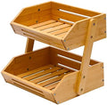 VIKEYHOME 2-Tier Bamboo Fruit Basket - 11" Tall Kitchen Countertop Stand by VIKEYHOME