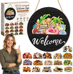 16PCS Interchangeable Welcome Sign for Front Door,Season Wreath Home Decor by Unknown